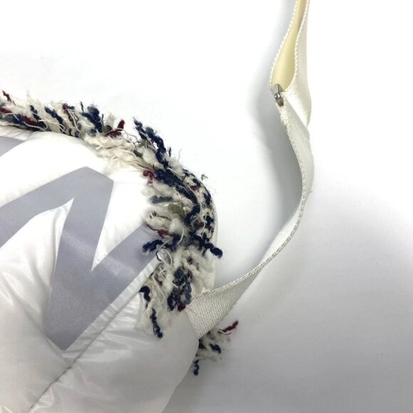 CHANEL fringe CocoNeige CC Coco Logo Crossbody Shoulder Bag Nylon White - Picture 10 of 15